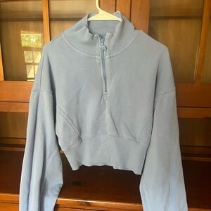 Offline by Aerie Blue Cropped Quarter Zip Sweatshirt MEDIUM